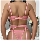 Conjunto de lencería de encaje hueco Love